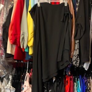 SHEIN Black Asymmetrical Wrap Skirt with Side Tie